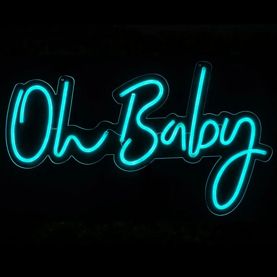 Decostar™ Oh Baby Neon Light Sign With Hanging Chain 26" - Blue