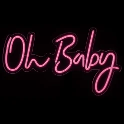 Decostar™ Oh Baby Neon Light Sign With Hanging Chain 26" - Pink