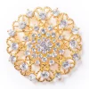 DecoStar™ Ornate Diamond-Encrusted Round Brooch in Gold
