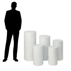 DecoStar™ 5 Piece Set Metal Cylinder Pedestals Display - White