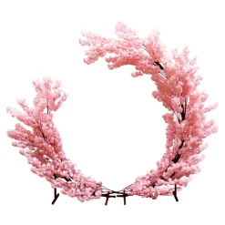 Decostar™ Pink Hydrangea Floral Partial Round Wedding Ceremony Arch - 8 Feet Tall