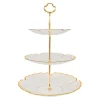 Decostar™ Plastic Cake Stand 3 Tier with Gold Rim - Clear