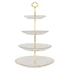 Decostar™ Plastic Cake Stand 4 Tier with Gold Rim - Clear