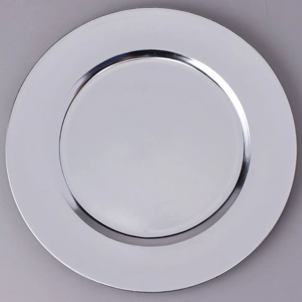 Decostar™ Plastic Charger Plate 13" - Silver - 24 Pieces