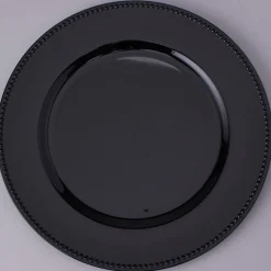 Decostar™ Plastic Charger Plate 13" - Shiny Foil Finish - Black - 24 Pieces