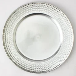 Decostar™ 13" Plastic Charger Plate - E - 24 Pack - Silver