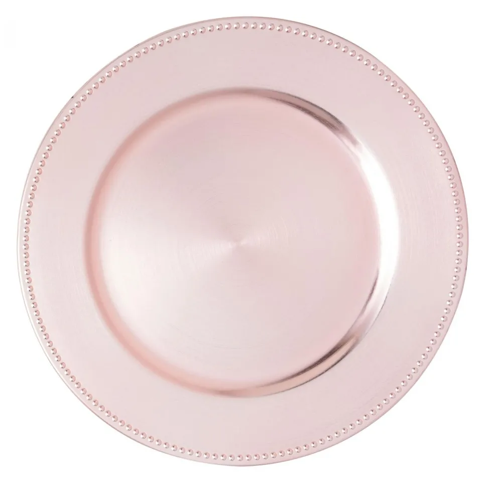 Decostar™ Plastic Charger Plate 13" - Shiny Foil Finish - Blush - 24 Pieces