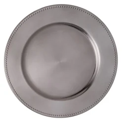 Decostar™ Plastic Charger Plate 13" - Shiny Foil Finish - Charcoal - 24 Pieces