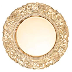 Decostar™ Plastic Charger Plate With Engraved Rim 14" - 24 Plates - Gold