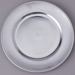 Decostar™ Plastic Charger Plate 13" - Shiny Foil Finish - Silver - 24 Pieces