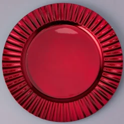 Decostar™ Plastic Charger Plate 13"- Shiny Foil Finish - Red - 24 Pieces