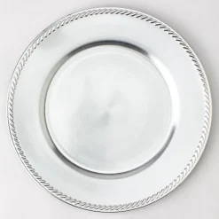 Decostar™ 13" Plastic Charger Plate - A - 24 Pack - Silver