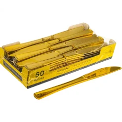 Decostar™ Plastic Knives Set 50pc/pack - Gold
