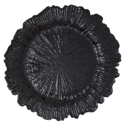 Decostar™ Plastic Reef Charger Plate 13" - Black - 24 Pieces