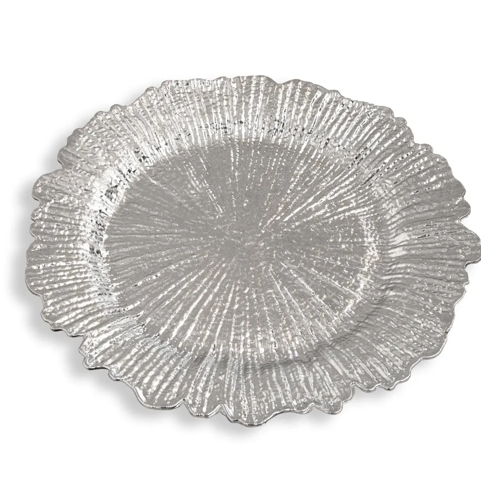 Decostar™ Plastic Reef Charger Plate 13" - Silver - 24 Pieces