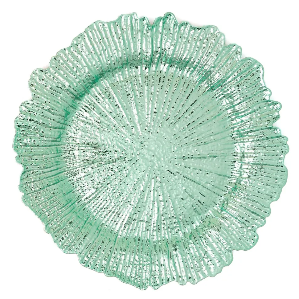 Decostar™ Plastic Reef Charger Plate 13" - Aqua - 24 Pieces
