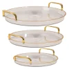 Decostar™ Plastic Round Serving Tray 3pc/set with Gold Edge