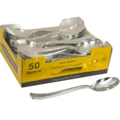 Decostar™ Plastic Spoons Set 50pc/pack - Silver
