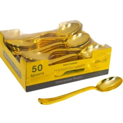 Decostar™ Plastic Spoons Set 50pc/pack - Gold