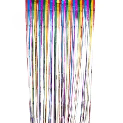 Decostar™ Rainbow Multicolor Metallic Foil Fringe Curtain 96"