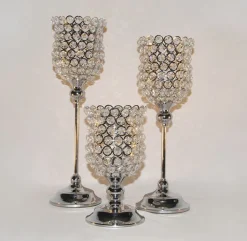 DecoStar™ Real Crystal Hourglass Candle Holder Pedestal - 14