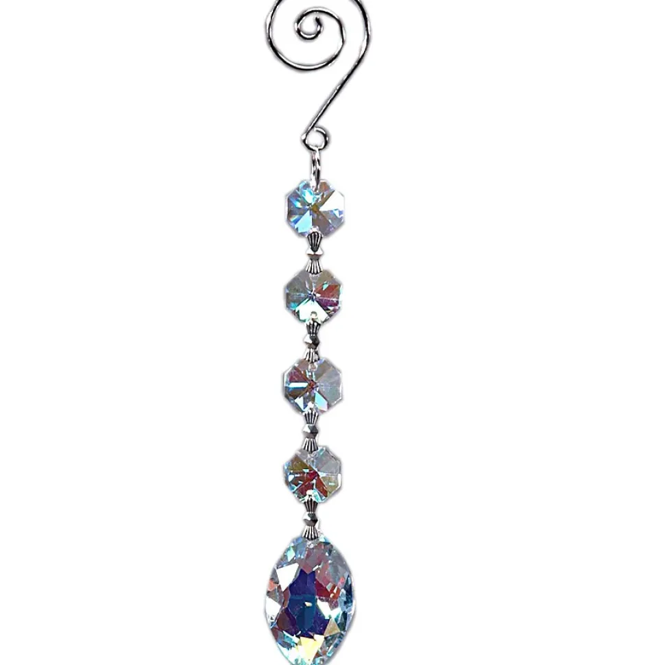 Decostar™ Real Iridescent Crystal Hanging Prisms Oval Bottom Glass Garland - 7" - 12 Pieces