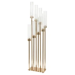 Decostar™ Rectangular Eight Arm Cluster Candle Holder 42" - Gold