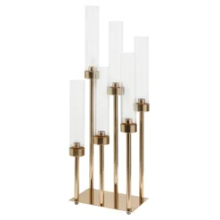 Decostar™ Rectangular Six Arm Cluster Candle Holder 24½" - Gold