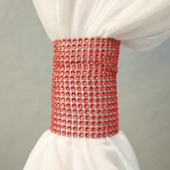 DecoStar™ Red Rhinestone Mesh Velcro Band / Curtain Tie
