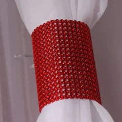 DecoStar™ Red Rhinestone Mesh Velcro Band / Curtain Tie
