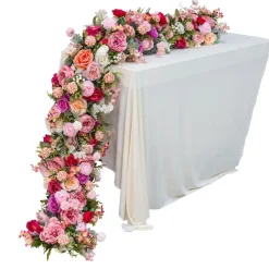 Decostar™ Rose with Greenery Table Runner 78" - Mixed Pink