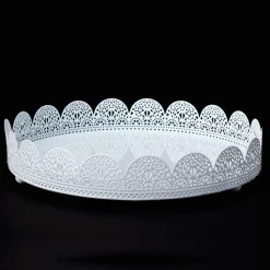 Decostar™ Round Eyelet Treat Metal Tray 9½" - White