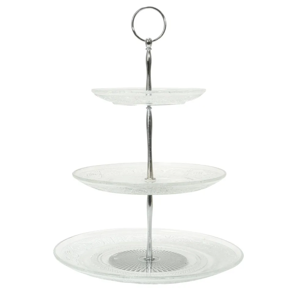Decostar™ Round Glass Treat Stand 3 Tier 13½"