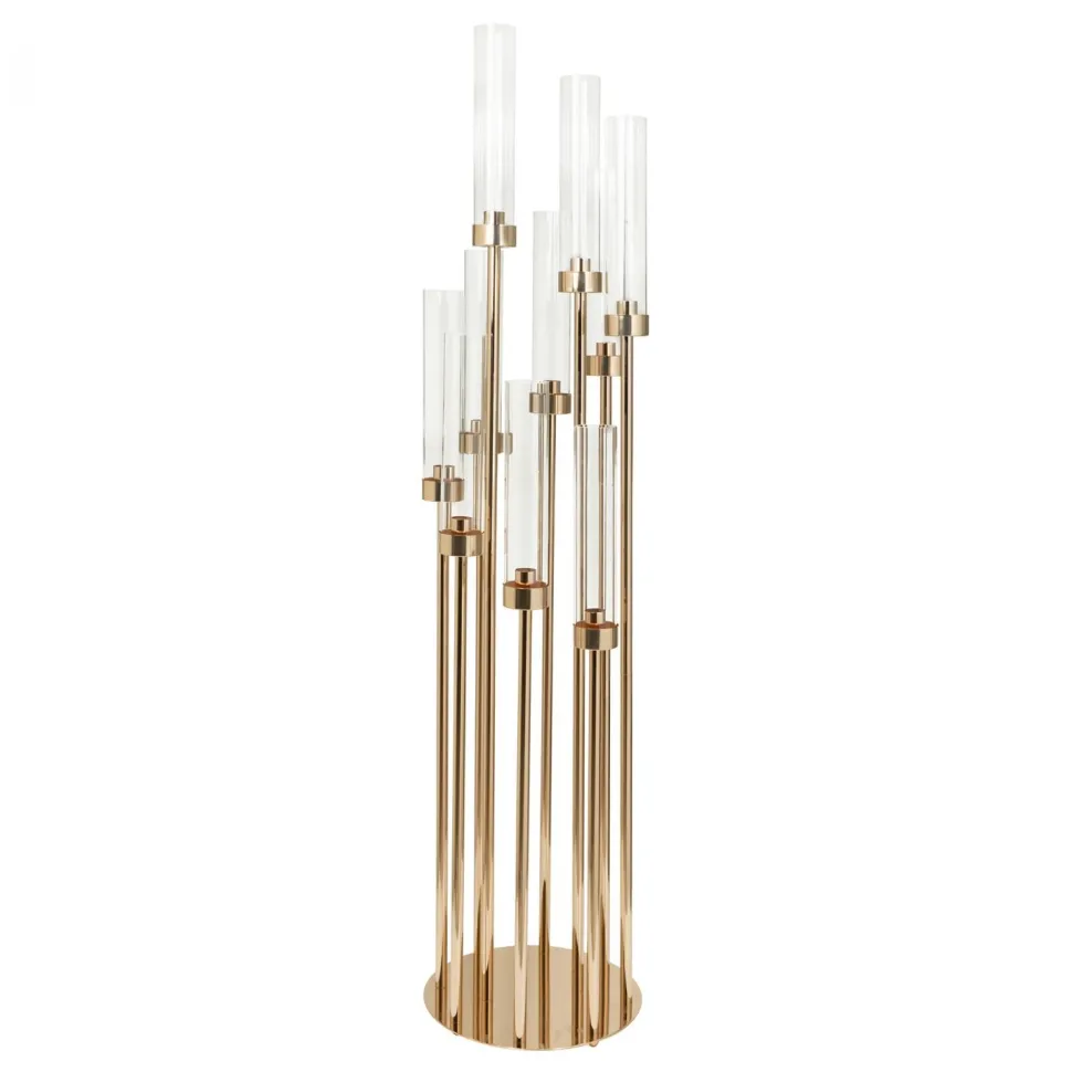 Decostar™ Round Ten Arm Cluster Candle Holder 46"- Gold