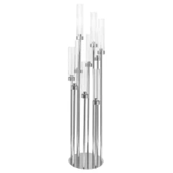 Decostar™ Round Ten Arm Cluster Candle Holder 46"- Silver
