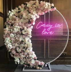 Decostar™ Round White Metal Mesh Backdrop Arch - 6.5ft Tall