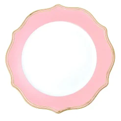 Decostar™ Scalloped with Gold Trim Plastic Charger Plate 13" - 24 Pieces - Pink
