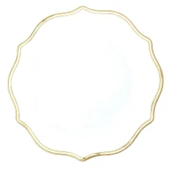 Decostar™ Scalloped with Gold Trim Plastic Charger Plate 13" - 24 Pieces - White
