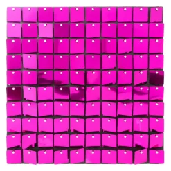 Decostar™ Shimmer Wall Panels w/ Black Backing & Square Sequins - 24 Tiles - Fuchsia