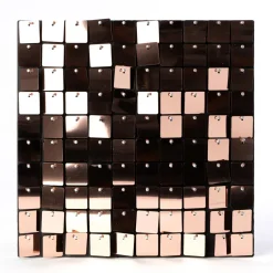 Decostar™ Shimmer Wall Panels w/ Black Backing & Square Sequins - 24 Tiles - Rose Gold