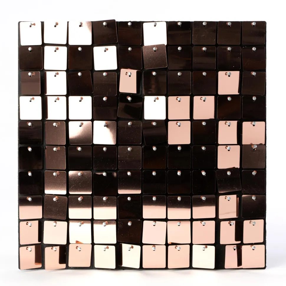 Decostar™ Shimmer Wall Panels w/ Black Backing & Square Sequins - 24 Tiles - Rose Gold
