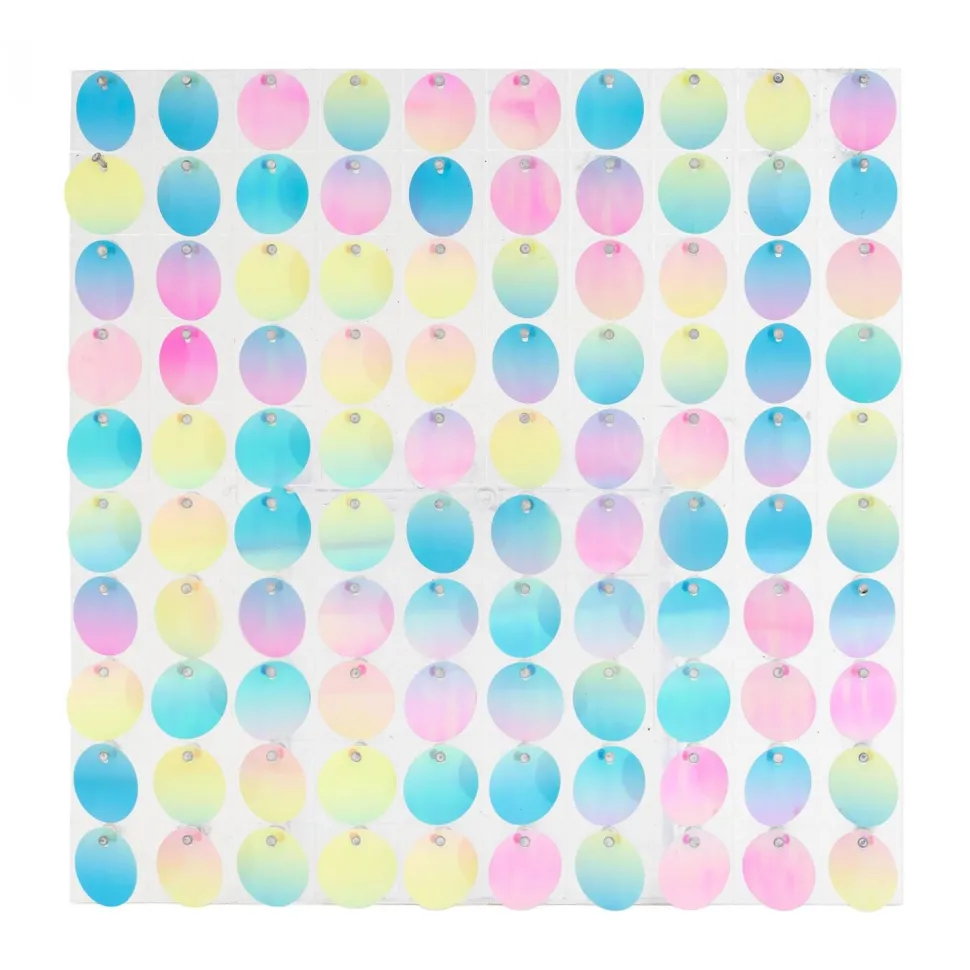 Decostar™ Shimmer Wall Panels w/ Clear Backing & Round Sequins - 24 Tiles - Multicolor Iridescent
