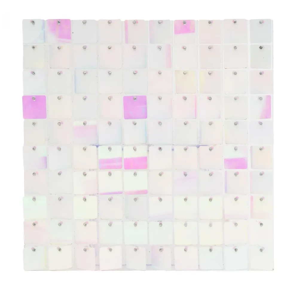 Decostar™ Shimmer Wall Panels w/ Clear Backing & Square Sequins - 24 Tiles - PinkIridescent
