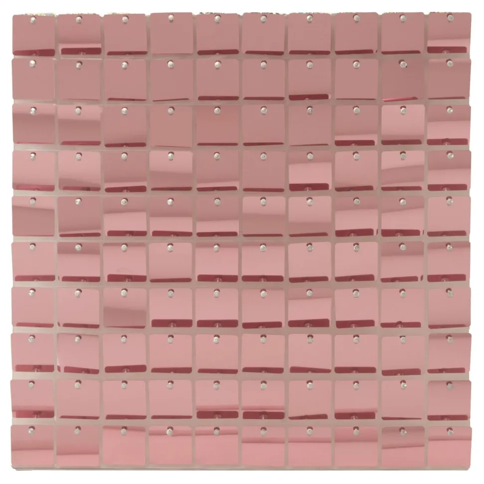 Decostar™ Shimmer Wall Panels w/ Clear Backing & Square Sequins - 24 Tiles - Pink Iridescent
