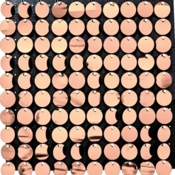 Decostar™ Shimmer Wall Panels w/ Black Backing & Round Sequins - 24 Tiles - Rose Gold