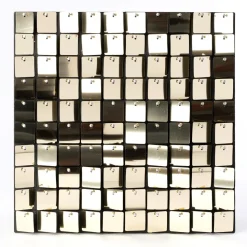Decostar™ Shimmer Wall Panels w/ Black Backing & Square Sequins - 24 Tiles - Champagne