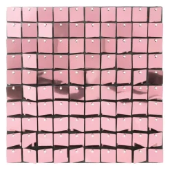Decostar™ Shimmer Wall Panels w/ Black Backing & Square Sequins - 24 Tiles - Pink