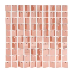 Decostar™ Shimmer Wall Panels w/ Clear Backing & Square Sequins - 24 Tiles - Rose Gold