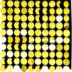 Decostar™ Shimmer Wall Panels w/ Black Backing & Round Sequins - 24 Tiles - Gold