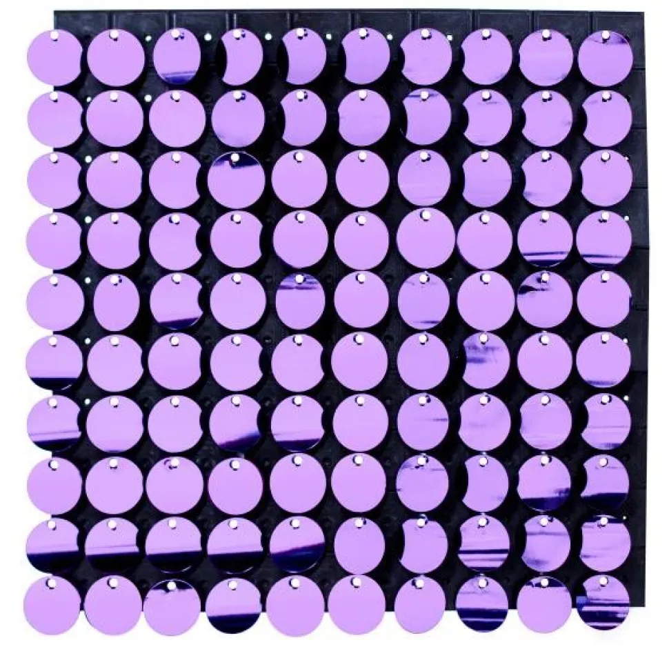 Decostar™ Shimmer Wall Panels w/ Black Backing & Round Sequins - 24 Tiles - Lavendar